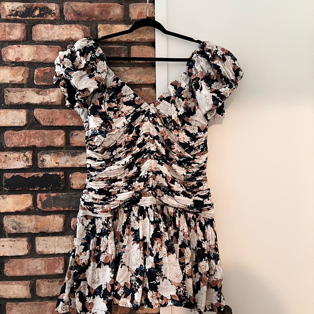 Abercrombie & Fitch Drama Puff Sleeve Ruched Mini Dress XL